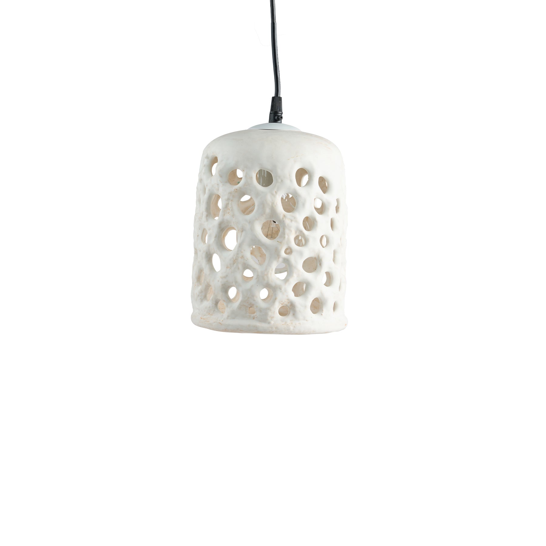 Small White Cylinder Hanging Lantern - Outdoor/Indoor Decorative Lighting for Patio, Garden, Porch & Home Decor