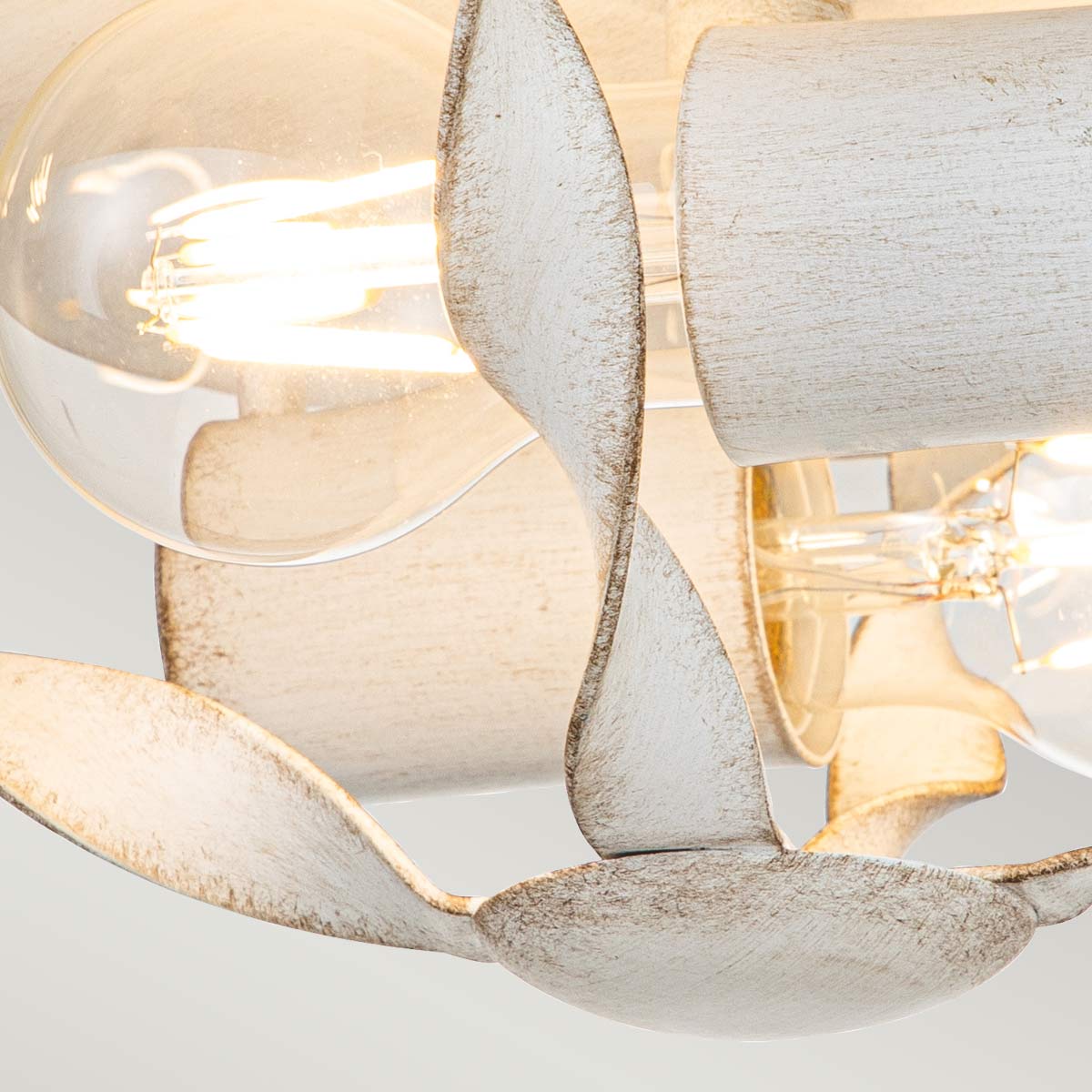 Bradbury 2-Light Flush Mount Ceiling Light Fixture - Antique White/Grey Ash Finish with E27 Socket - Perfect for Bedroom, Living Room & Hallway Lighting