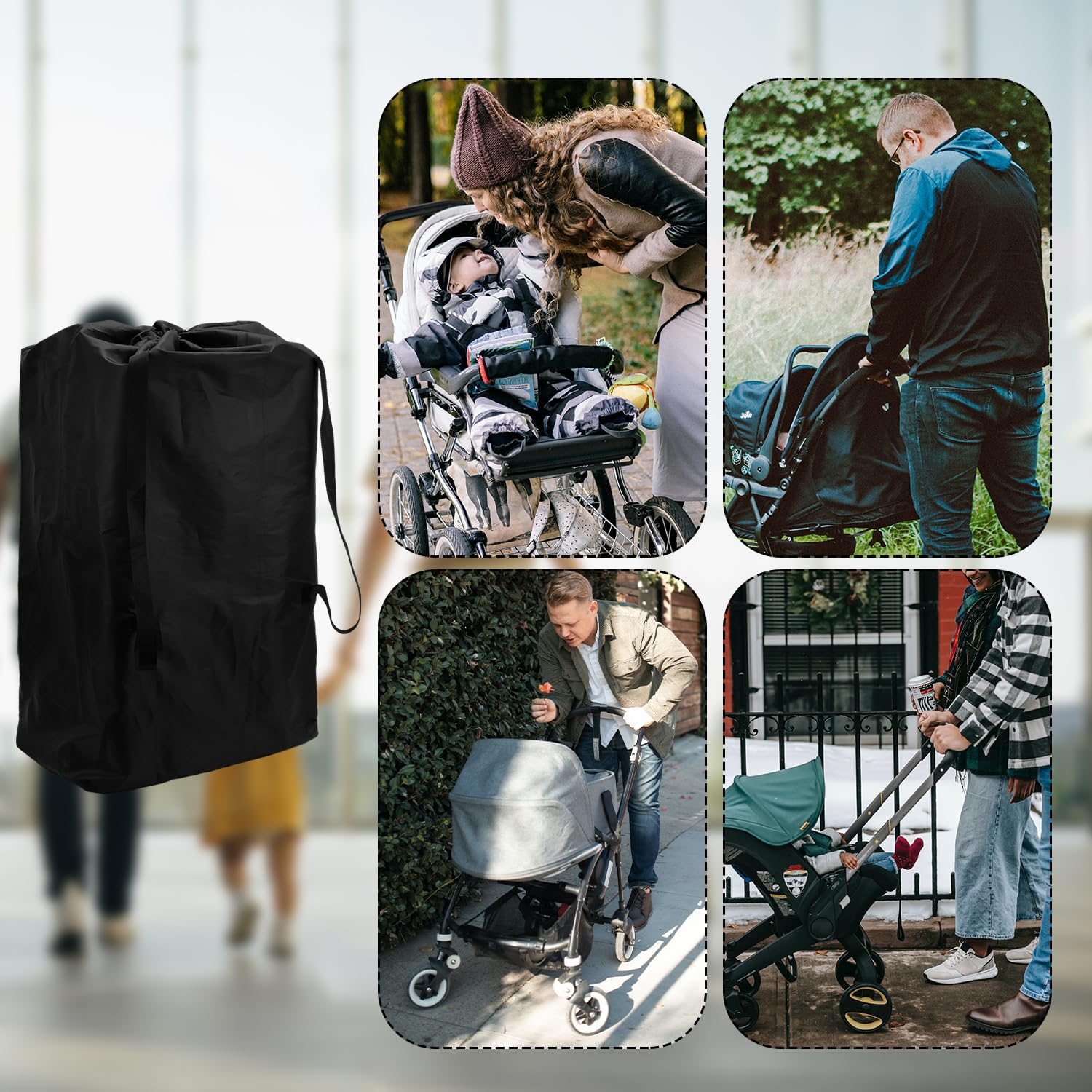 Waterproof Airplane Stroller Travel Bag - Gate Check Approved Baby Stroller Cover with Handle for Air Travel (Black) | Perfect for Family Vacations, Airport Security & Protecting Your Stroller During Flights