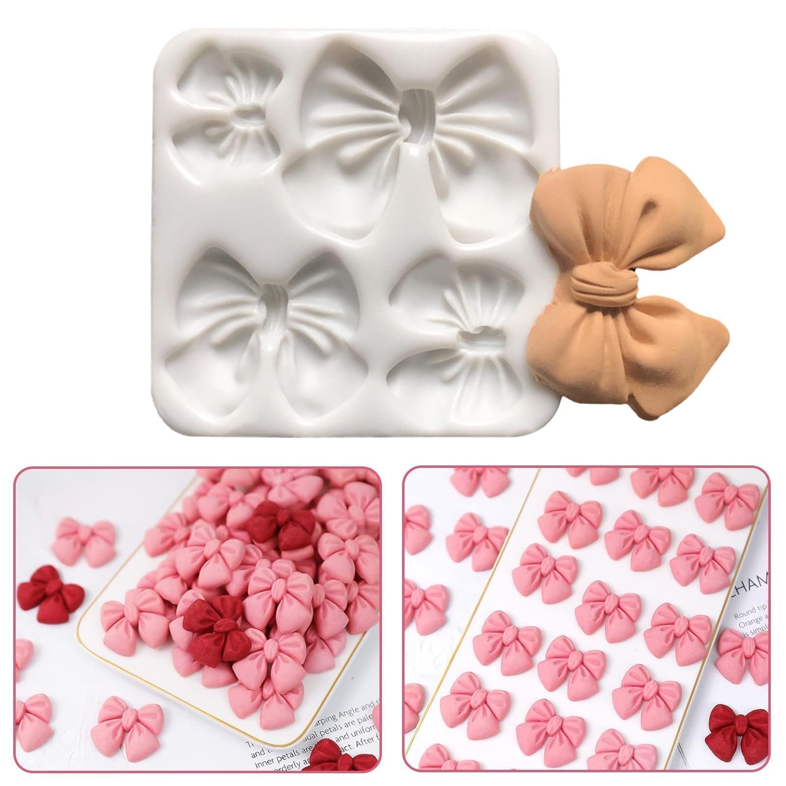 2-Piece Mini Silicone Fondant Bow Molds for Cake, Cupcake, Candy & Chocolate Decoration | Cartoon Bow Chocolate Molds | Perfect for Birthday Parties, Wedding Cakes & DIY Dessert Decorating