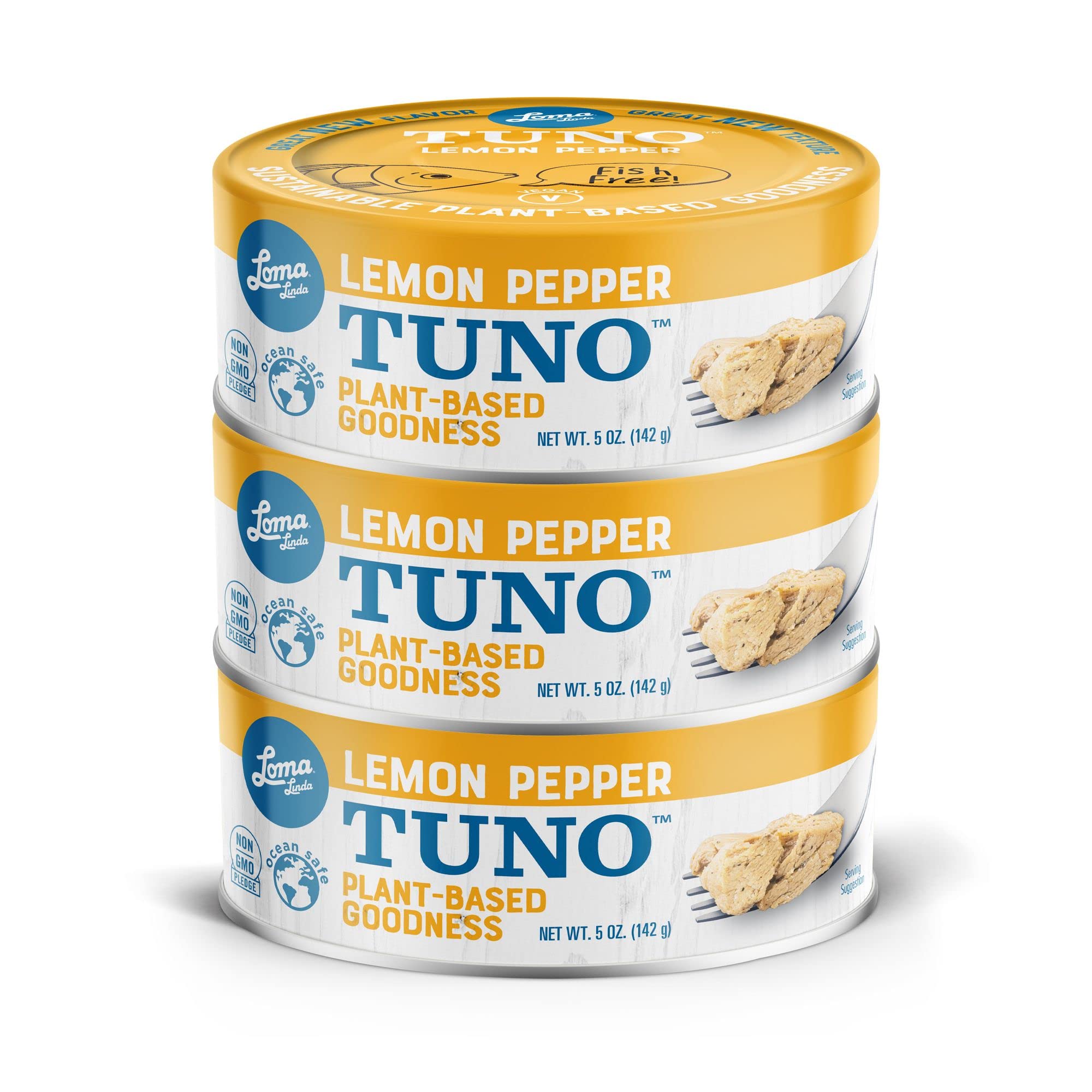 Loma Linda Tuno Plant-Based Lemon Pepper Tuna Alternative - 3 Pack | Vegan, Gluten-Free, High Protein | Perfect for Sandwiches, Salads & Meal Prep