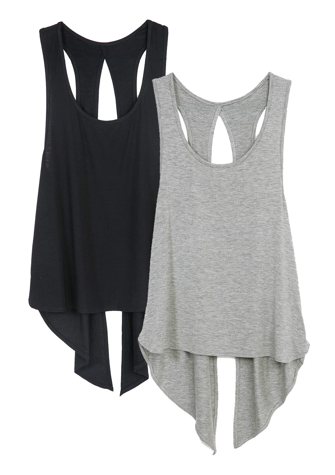 Icyzone Women's Tie Back Yoga Tops - Lightweight Workout Tank Tops, Breathable Athletic Shirts for Gym, Running & Yoga | Perfect for Fitness, Pilates & Casual Wear