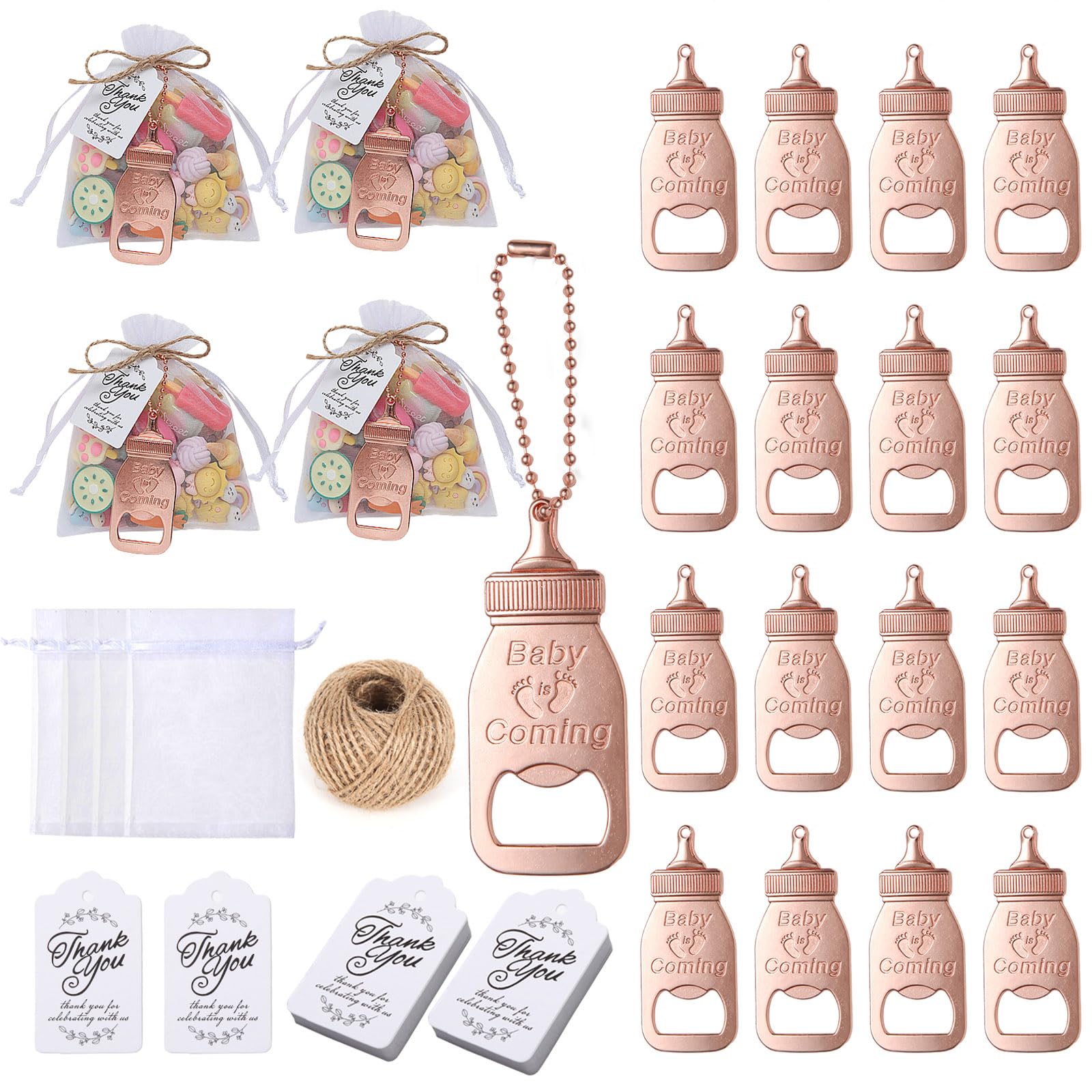 50 Sets Rose Gold Baby Bottle Opener Favors - Perfect Baby Shower Party Gifts for Guests, Unique Return Gifts for Boy or Girl Celebrations - Great for Baby Showers, Gender Reveals & New Parent Gifts