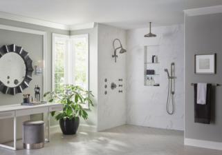 7-Function Classic Round H2OKinetic Shower Head - 2.5 GPM, Luxe Steel Finish (Model 87495 SL 2.5 Brizo) - Perfect for Spa-Like Bathroom Experience & Water Conservation