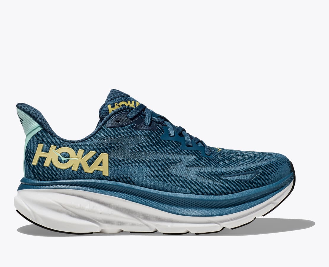 HOKA Men's Clifton 9 Running Shoes - Midnight Ocean/Bluesteel - Lightweight Cushioned Sneakers for Road Running, Jogging & Daily Wear