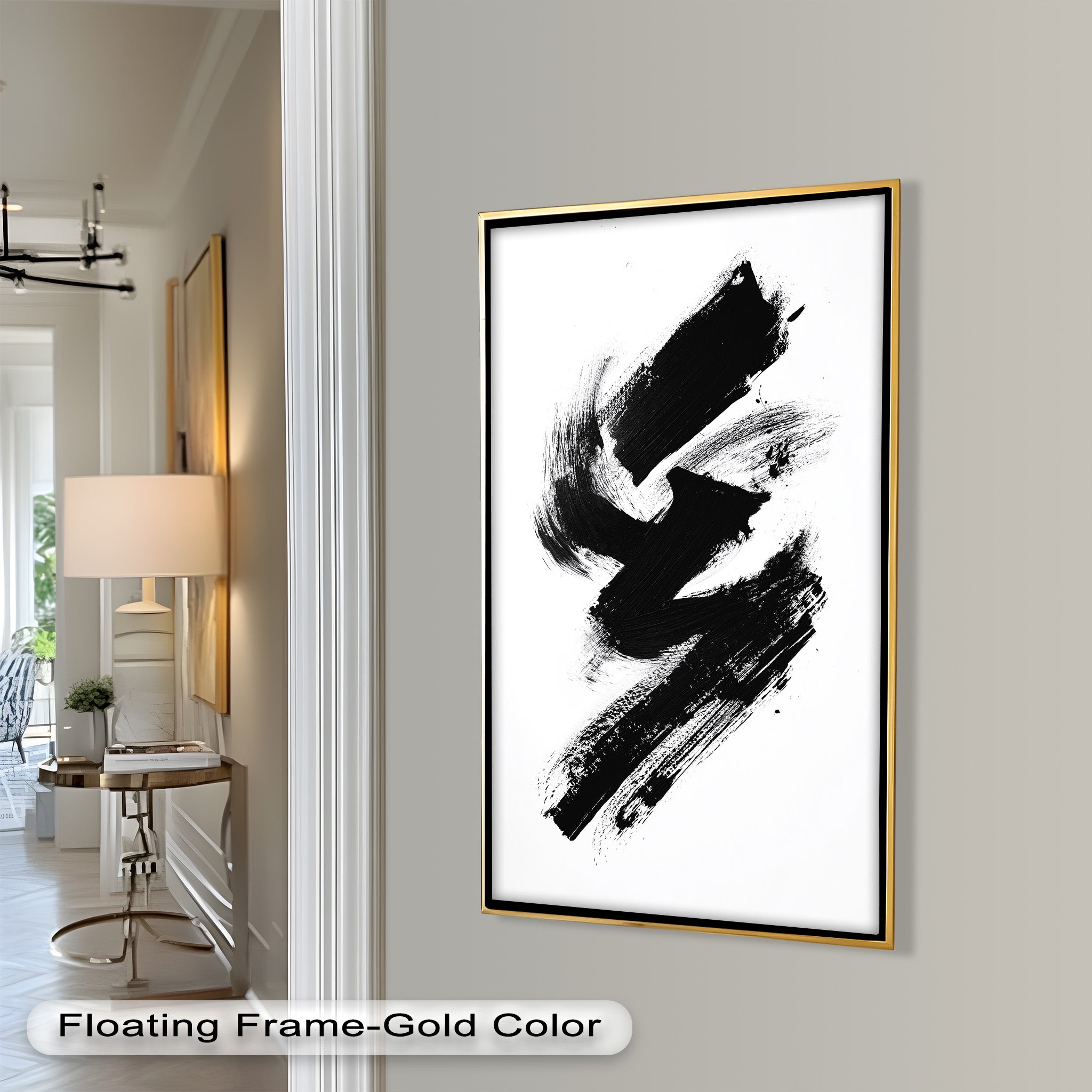 Black Brushstroke Abstract Oil Painting - Modern Wall Art for Living Room, Bedroom & Office Decor