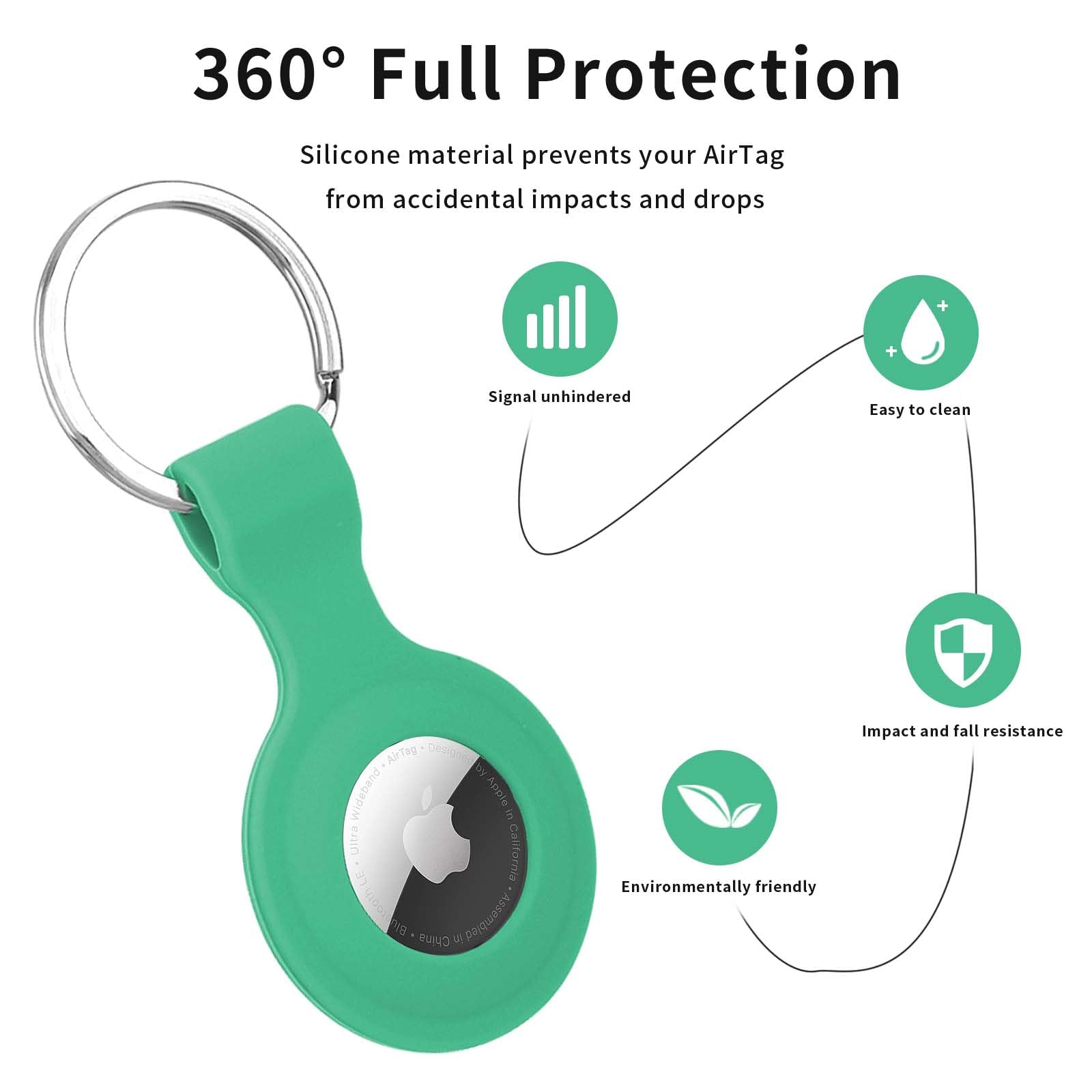 Premium Silicone Case for Apple AirTag 2021 - Anti-Lost Keychain Holder with Secure Key Ring | Protective Cover Compatible with AirTag Tracker | Perfect for Keys, Luggage, Pets & Valuables Tracking