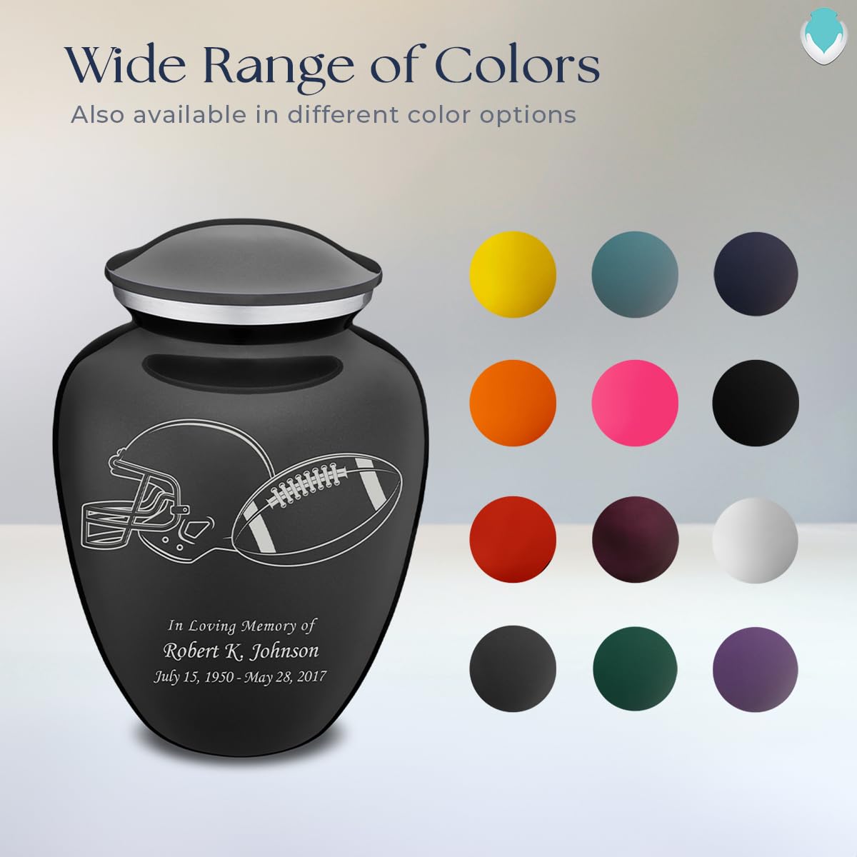 Personalized Football Cremation Urn for Ashes - Large Charcoal Funeral Urn for Men & Women with Double-Sided Engraving (Holds 200 lbs) - Perfect for Memorializing Sports Lovers & Honoring Loved Ones