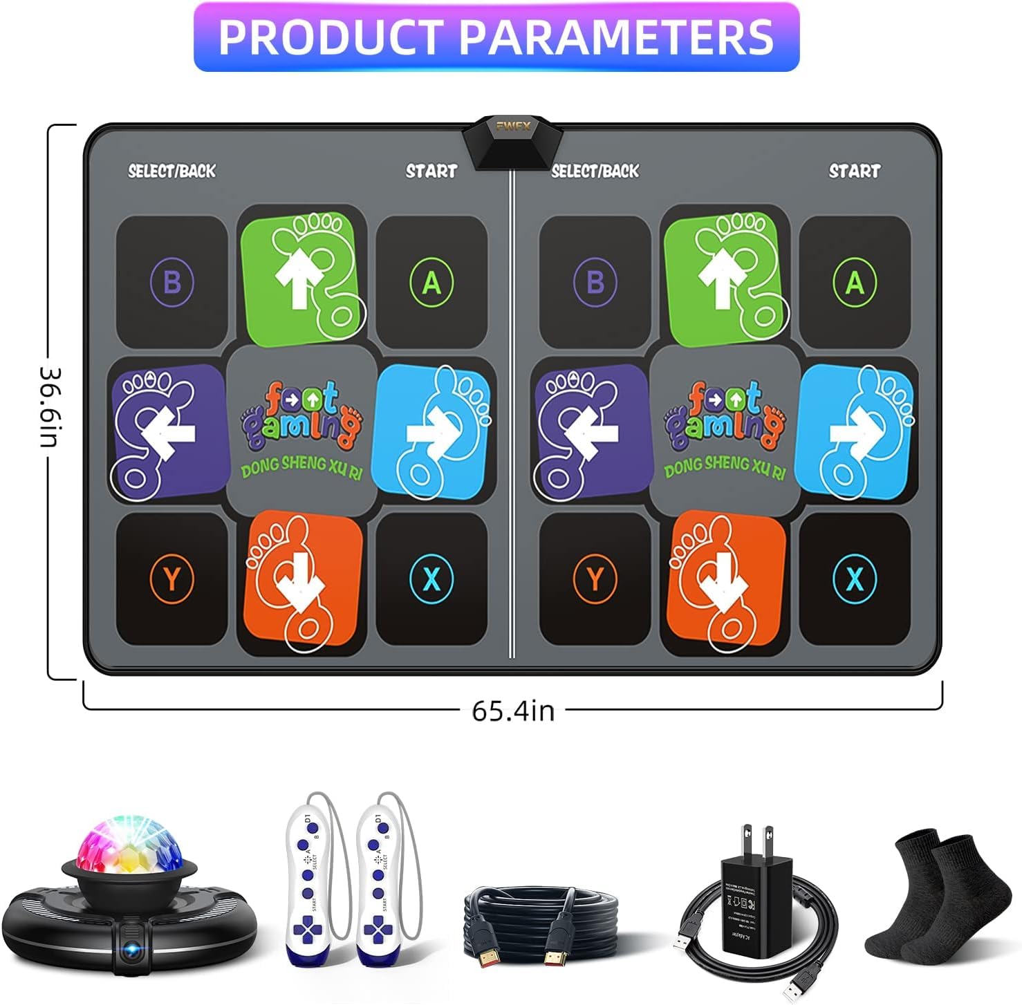Wireless Dance Pad for Adults & Kids - Double Player TV Dance Mat with Smart Camera, Plug & Play Electronic Dance Game for Family Fun - Perfect for Fitness, Parties, Christmas & Birthday Gifts