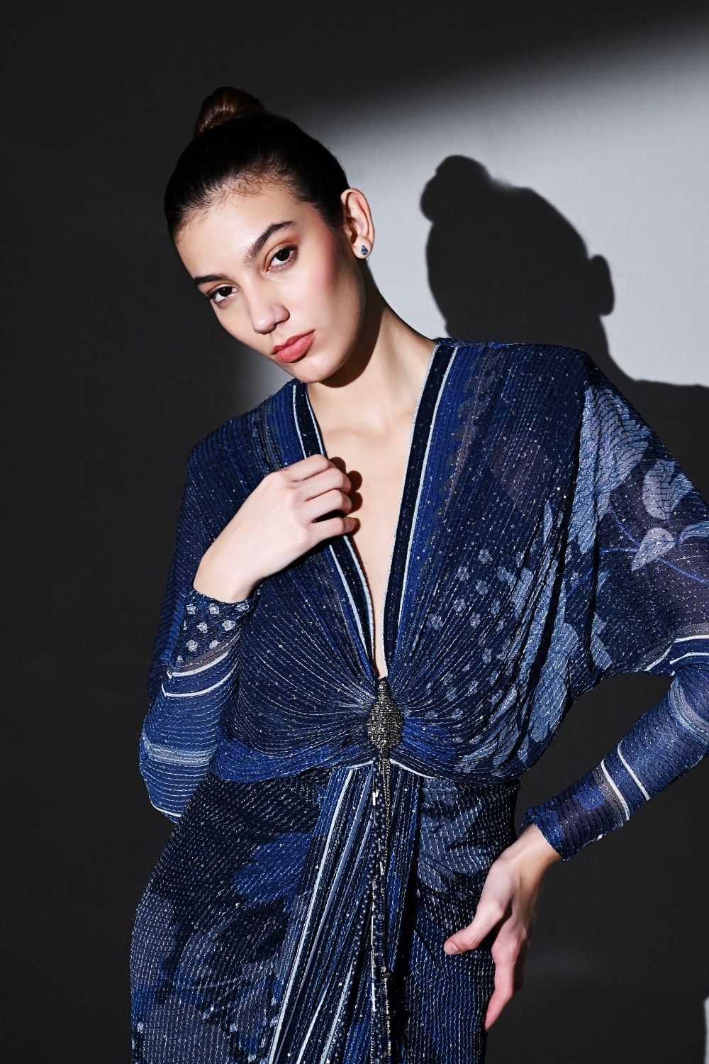 Midnight Star Elegant Draped Maxi Dress for Women - Perfect for Evening Parties, Date Nights & Special Occasions