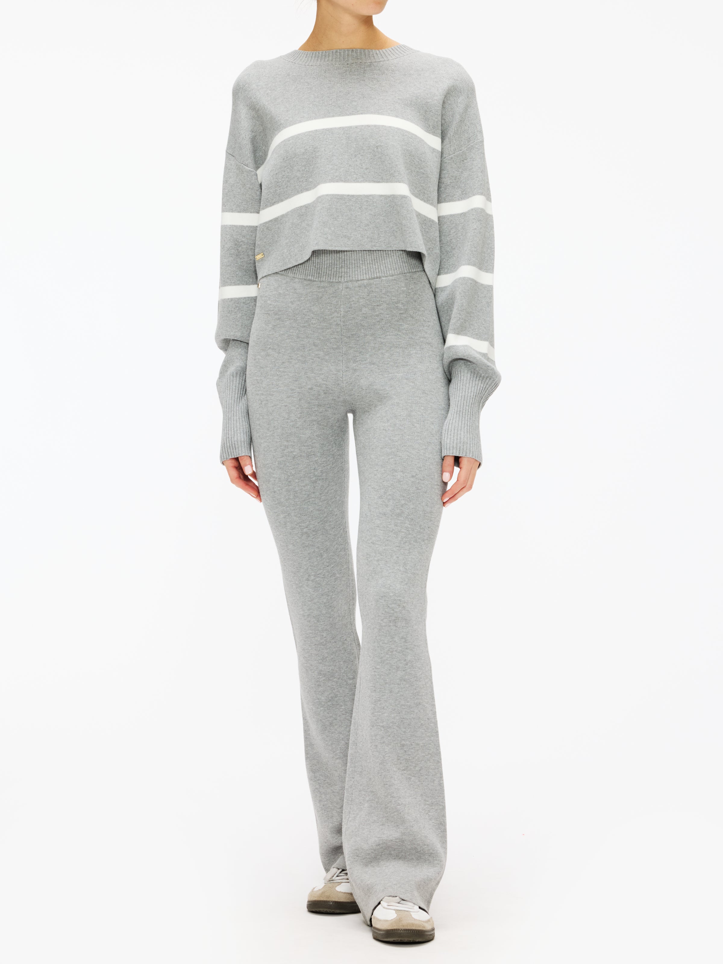Lune Olly Cropped Striped Sweater for Women - Trendy Knit Pullover with Short Sleeves - Perfect for Spring & Summer Outfits, Casual Wear and Beach Vacations