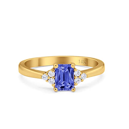 14K Yellow Gold Simulated Tanzanite CZ