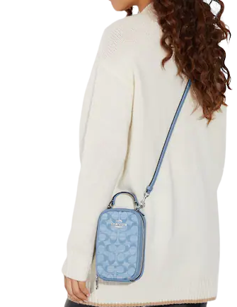 Coach Eva Phone Crossbody Bag in Signature Chambray - Stylish & Compact Purse for Women, Perfect for Everyday Use, Travel, and Shopping