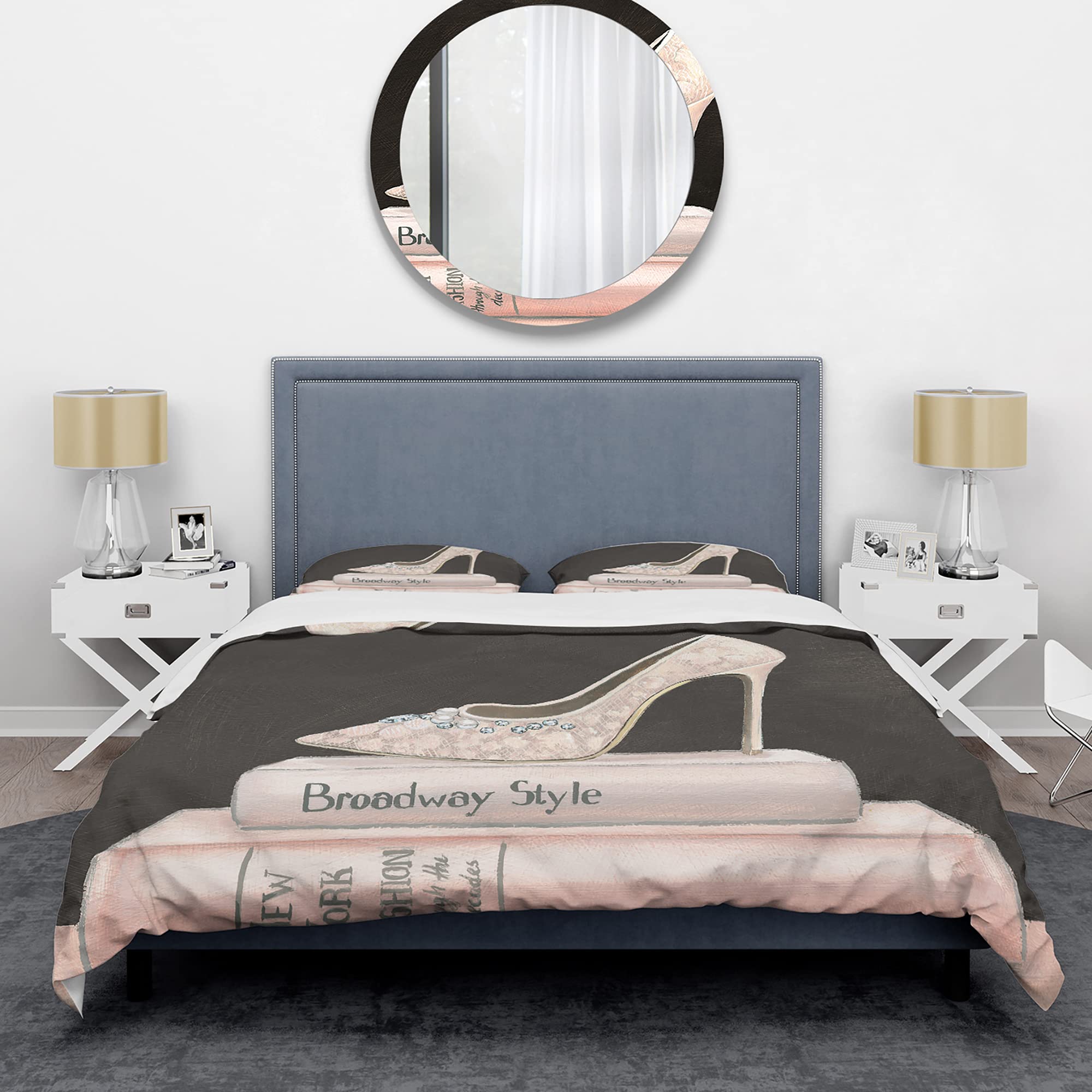 DesignQ Pink Fashion & Glam High Heels II Duvet Cover Set Queen Size - 3 Piece All Season Bedding Set with Traditional Floral Pattern - Perfect for Master Bedroom, Guest Room & Luxury Hotel Decor