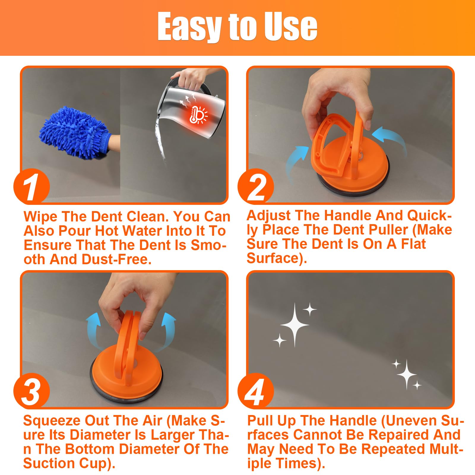 7-Piece Car Dent Puller Kit - Paintless Dent Removal Tool for Hail Dents, Suction Cup for Glass & Screens - Auto Body Repair & DIY Car Dent Fixing (Perfect for Garage, Roadside, and Home Use)