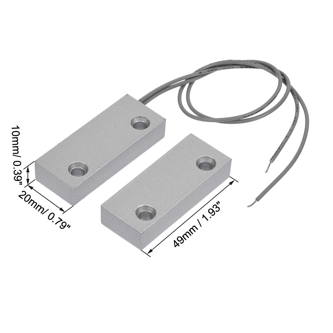 uxcell MC-52 Magnetic Reed Switch Alarm with 2 Wires for Rolling Doors - Normally Closed (N.C.) Security Sensor (2-Pack) - Perfect for Home Security Systems, Garage Doors & Window Alarms