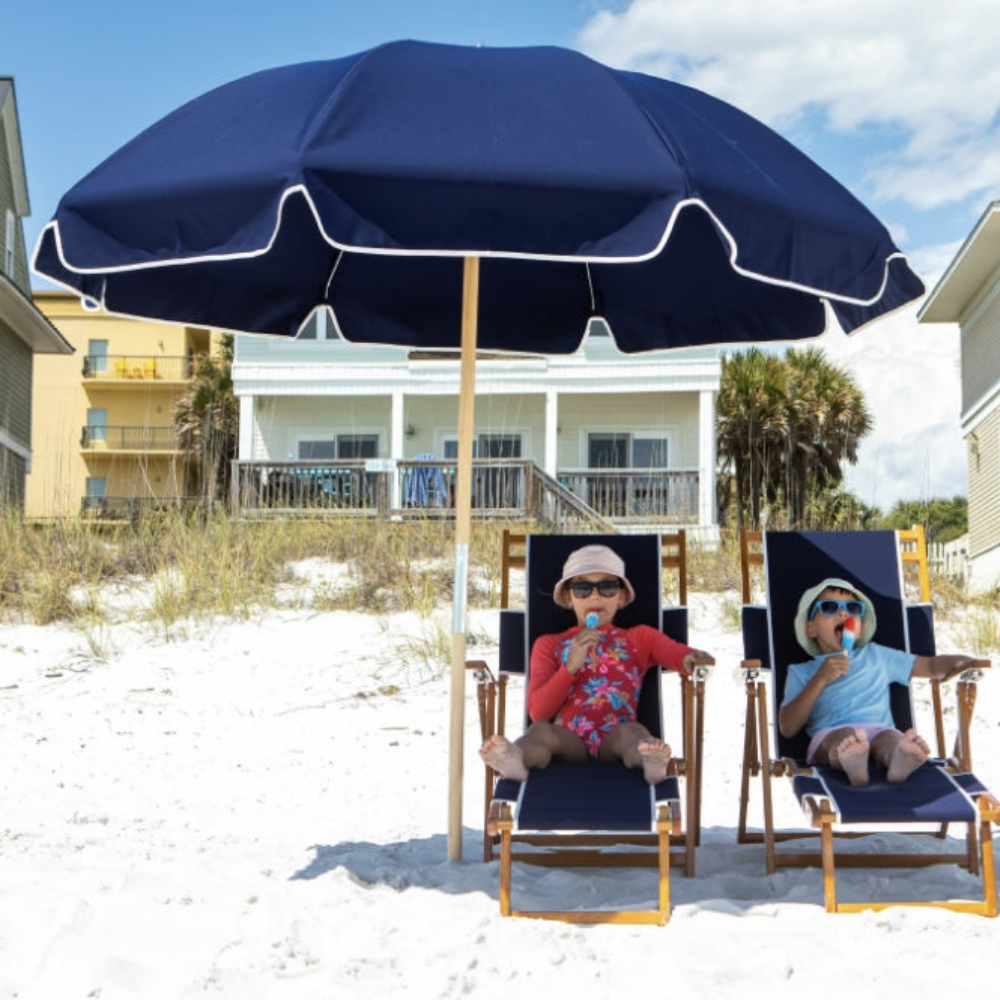 7.5' Classic 8 Rib Round Beach Umbrella - UV Protection Sun Shade for Pool, Patio, Backyard, and Outdoor Activities