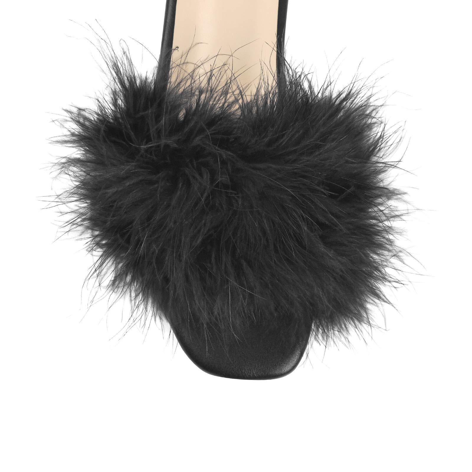 LISHAN Women's Fuzzy Fur Slides Sandals - Soft Plush House Slippers for Women, Cozy Indoor/Outdoor Slide Sandals for Lounge, Beach, and Vacation