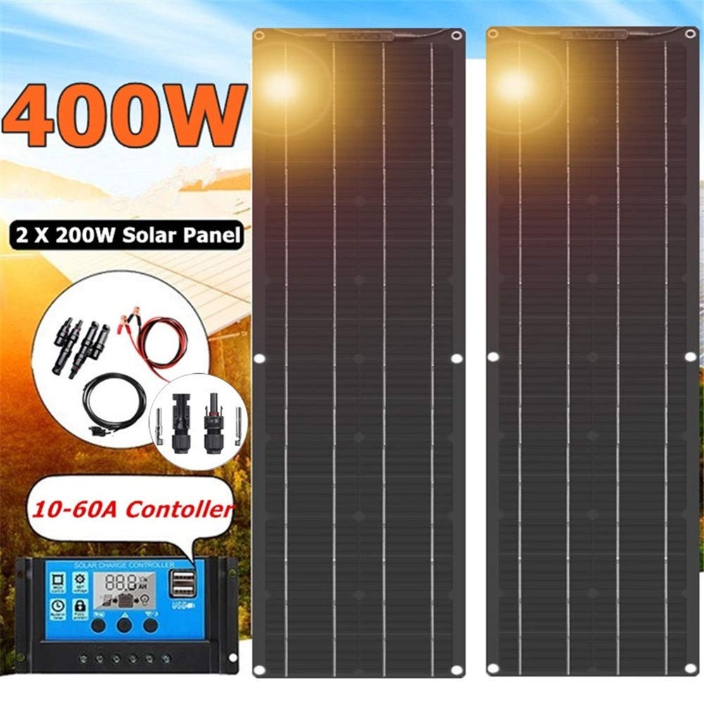 Framy 400W High Efficiency Solar Panel Kit (2x200W) with Black Backsheet - 20A Charge Controller for Car, Boat, RV, Camping & Home Use | Portable Solar Power System for Off-Grid Living & Emergency Backup
