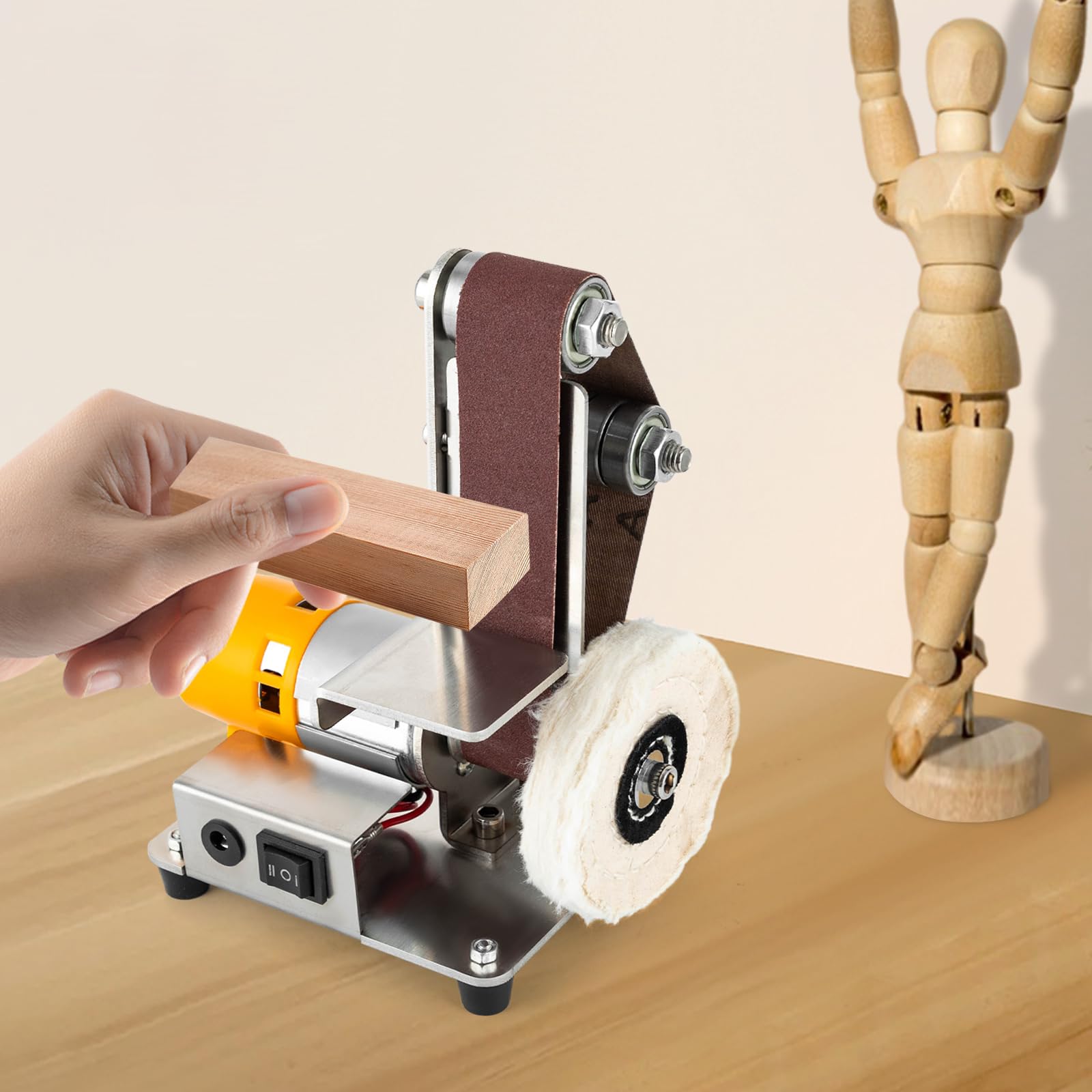 Mini Belt Sander - 7-Speed Adjustable Electric Bench Grinder & Knife Sharpener for Metal Working, Knife Making, DIY Projects | Perfect for Home Workshops, Metal Fabrication, and Woodworking