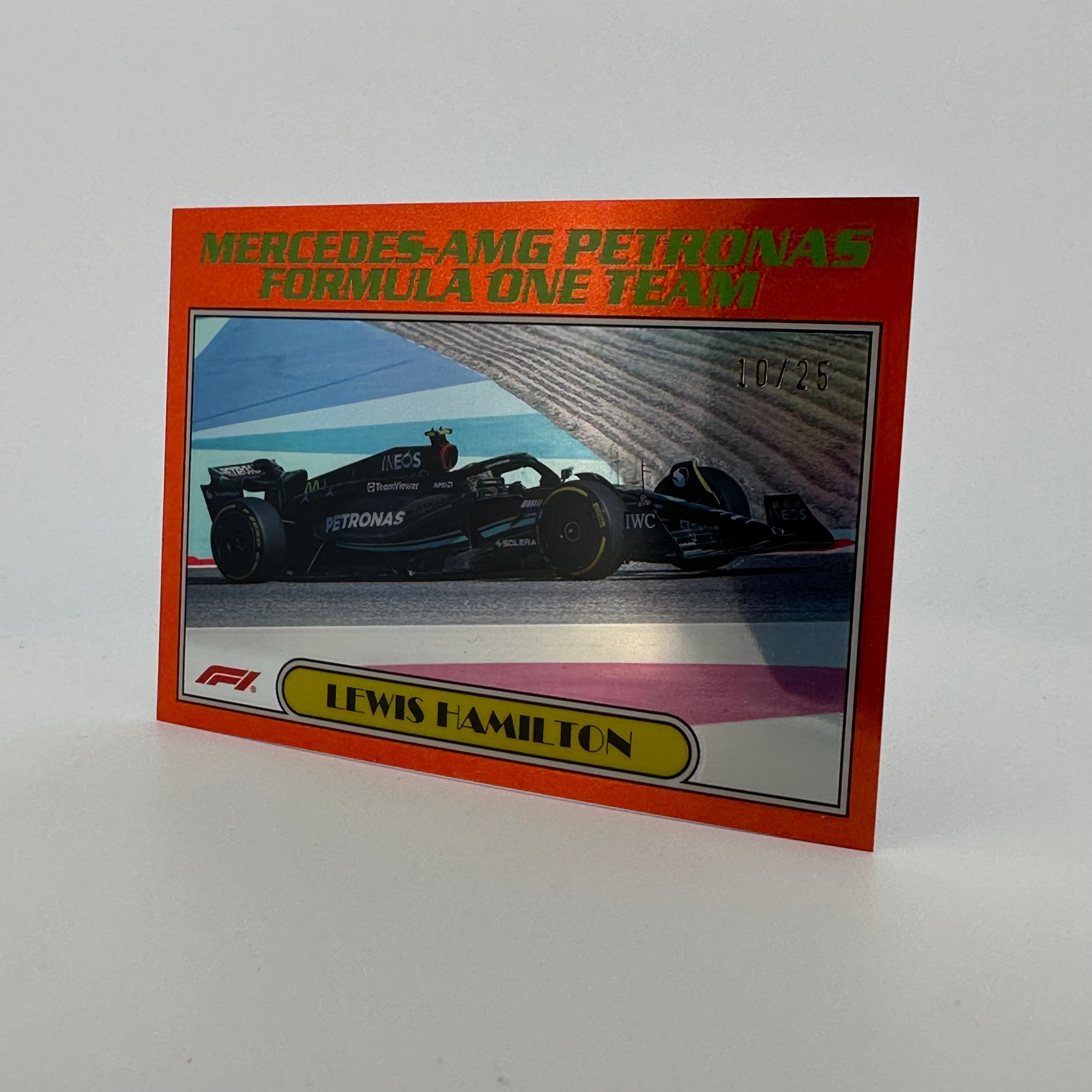 2023 Topps Chrome Lewis Hamilton #AU77 Orange 10/25 - Limited Edition F1 Racing Collectible for Fans & Card Enthusiasts - Perfect for Display, Trading, and Memorabilia Collections