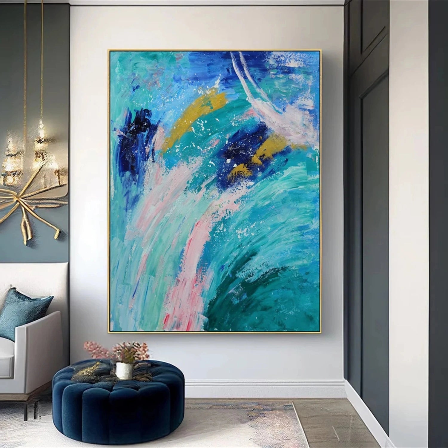 Abstract Painting #AB 289 - Modern Wall Art for Living Room, Bedroom & Office Decor - Handmade Canvas Artwork