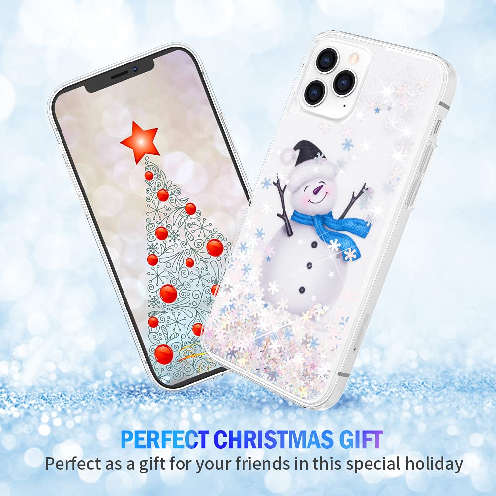 Maxdara Christmas Snowman Glitter Liquid Bling Case for iPhone 12/12 Pro - Sparkle Cute Protective Phone Cover for Holiday Gifts & Winter Party Accessories