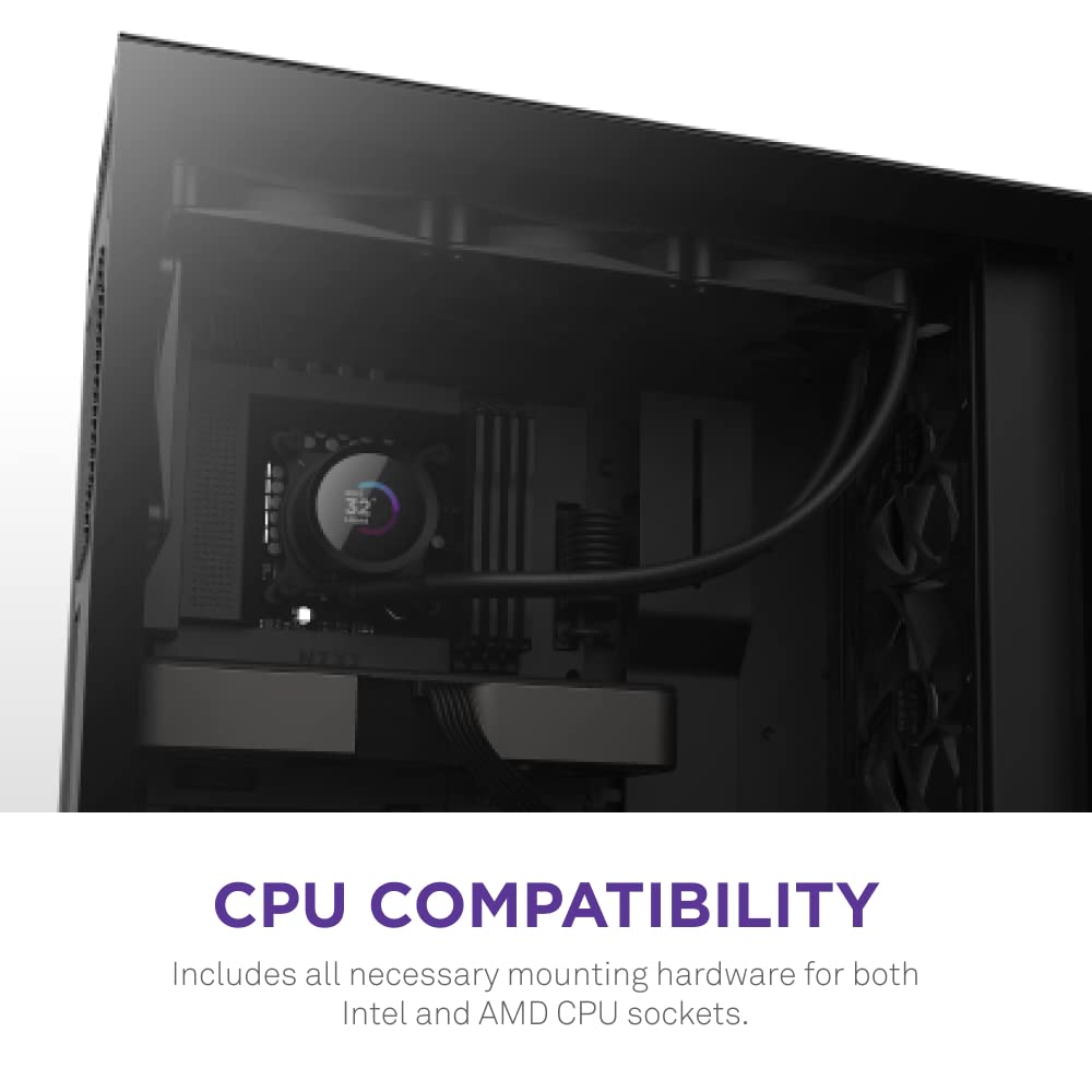 NZXT Kraken 360mm RGB AIO Liquid CPU Cooler with Customizable LCD Display - High Performance Cooling for Gaming PCs, High-Performance Pump & 3x 120mm Fans - Black - Perfect for Gaming Rigs, Workstations & Overclocking