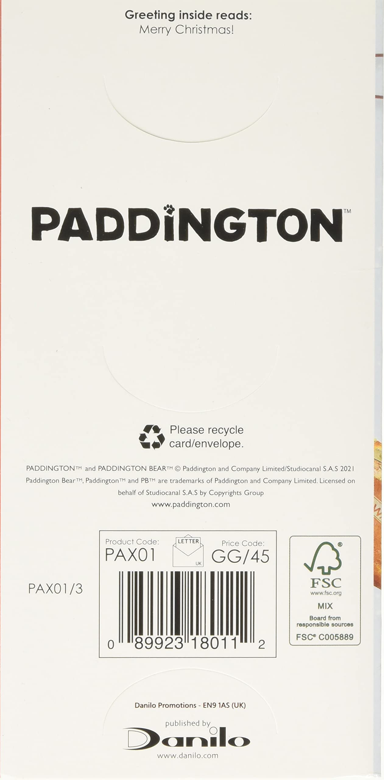 Paddington Bear PAX01 Money Wallet & Christmas Card Holder - Perfect for Gifts, Collectibles, and Holiday Savings