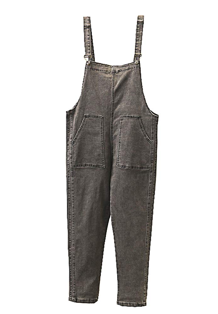 Arlita Women's Plus Size Boyfriend Fit Denim Bib Overalls - Comfortable Stretch Jeans for Casual Wear, Work & Outdoor Activities