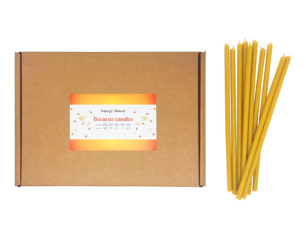 100% Pure Beeswax Taper Candles - 12 Inch All Natural Unscented Dripless Smokeless Slow Burning Non Toxic Candles Bulk Pack for Home Decor, Dinner Parties, Wedding Cakes, Church Ceremonies, Hanukkah & Christmas Celebrations