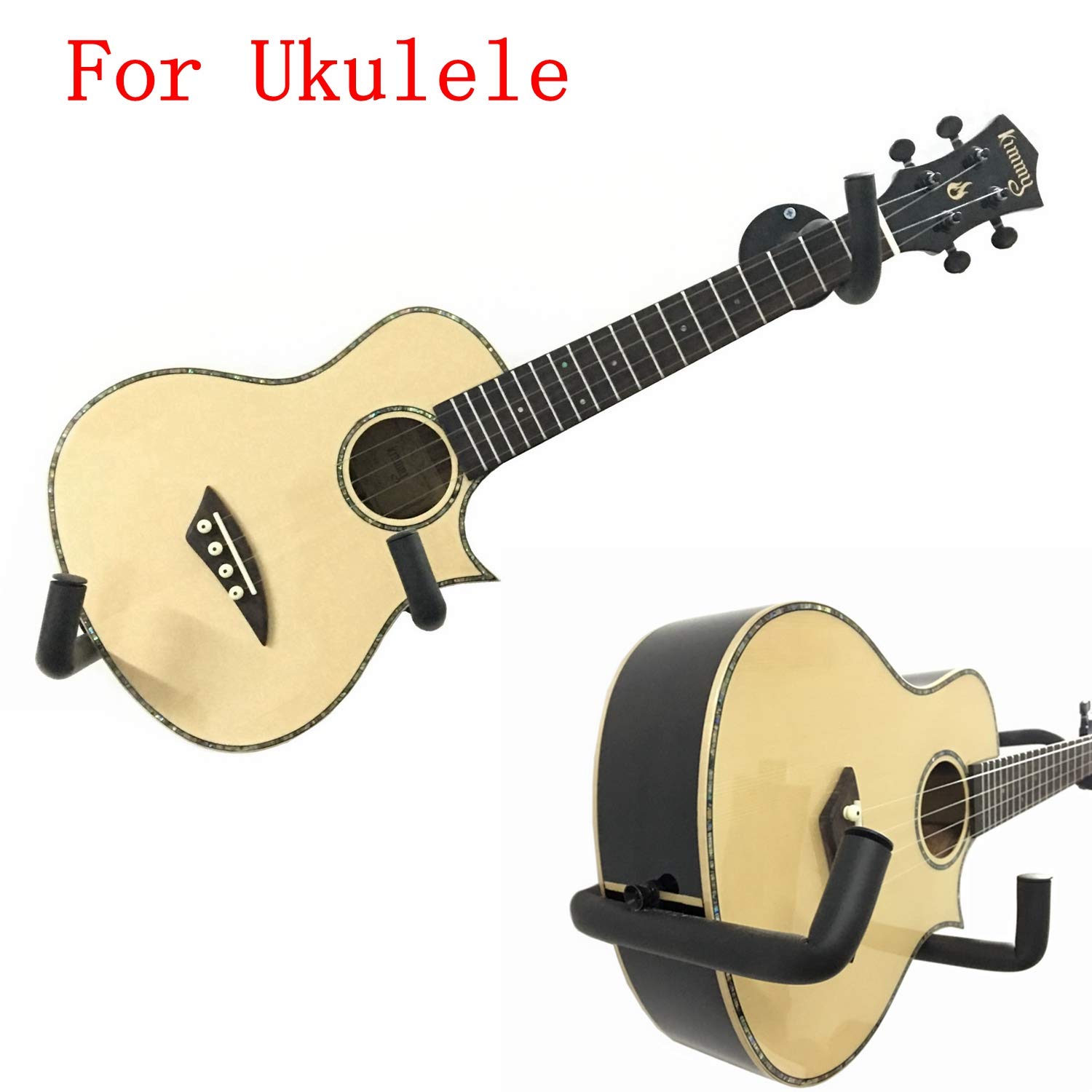 Ukulele Bass Violin Hanger Wall Mount - Horizontal Electric Guitar Holder & Bass Stand Rack Hook for Music Studio, Home Decor, and Instrument Storage