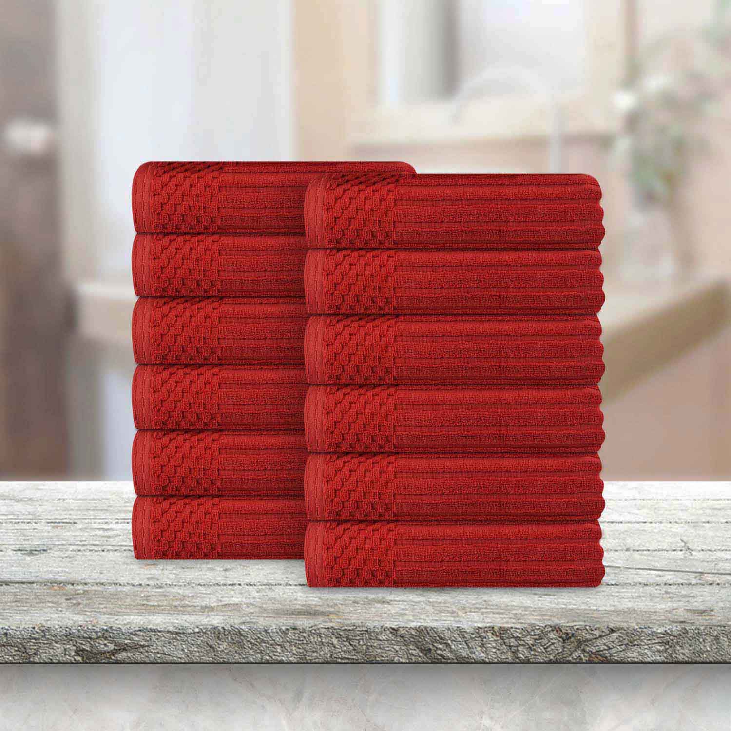 Premium Soho Ribbed Textured Cotton Face Towels - Ultra Absorbent & Soft (12-Pack) - Perfect for Spa, Gym, Travel & Daily Skincare Routine