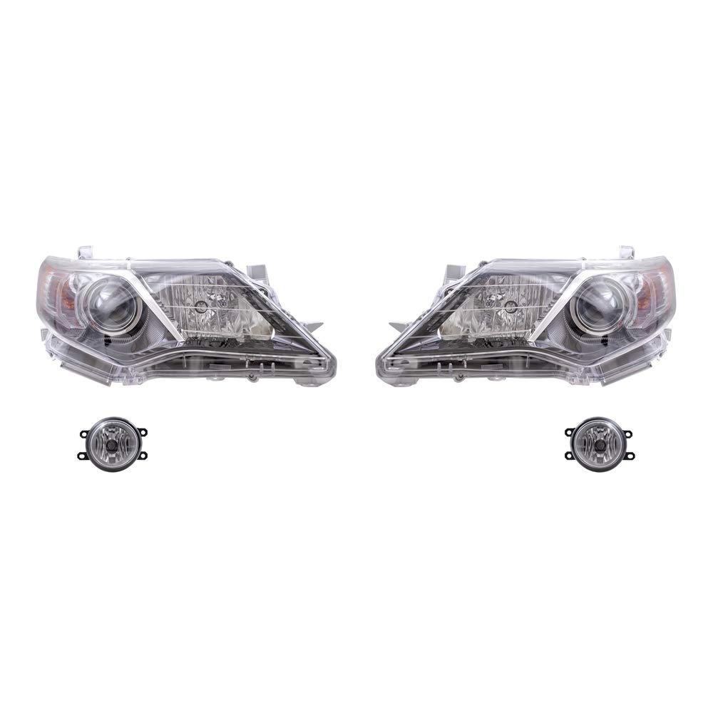 Brock Replacement Halogen Headlights & Fog Lights 4-Piece Set - Black Bezel for 2012-2014 Toyota Camry SE/SE Sport | Perfect for Night Driving & Enhanced Visibility