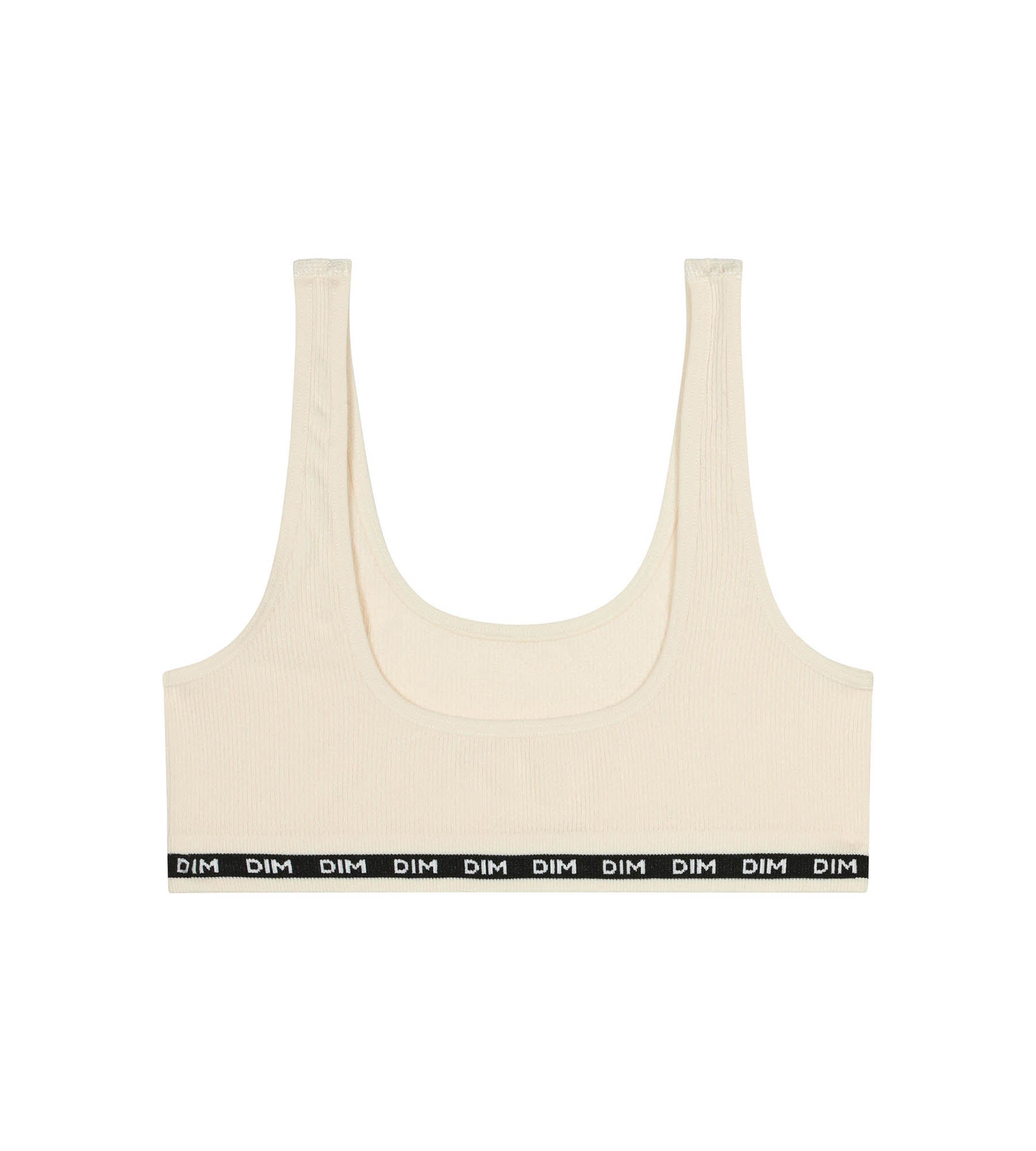 Dim Icons Beige Ivory Ribbed Fabric Bra for Girls - Perfect for School, Sports & Everyday Comfort