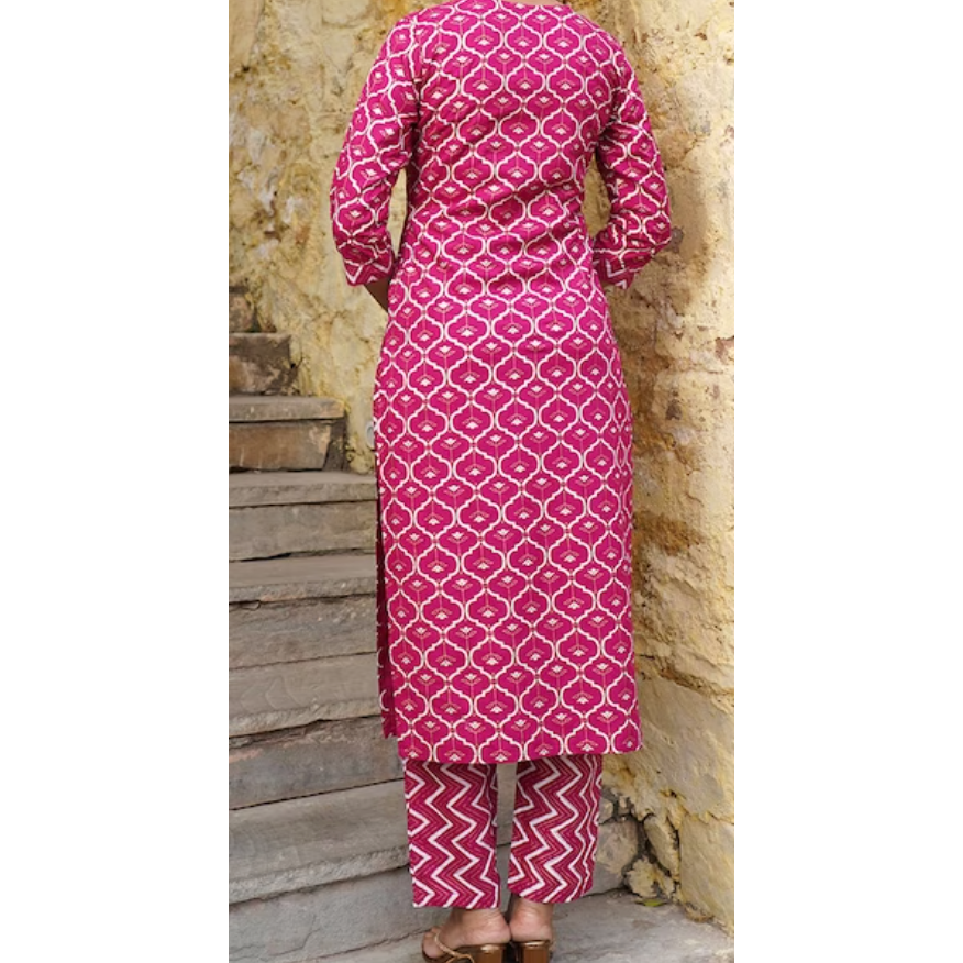 Elegant Pink and Gold Embroidered Kurta Set for Women | Festive Ethnic Wear | Perfect for Diwali, Weddings & Special Occasions