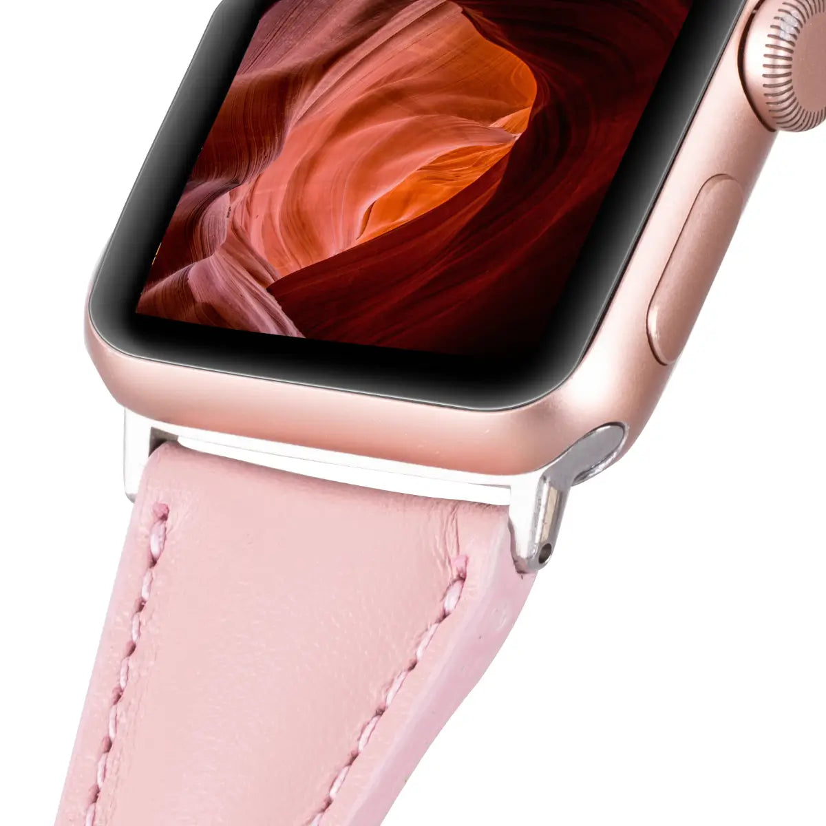 Pink Leather Slim Apple Watch Band for Women - Stylish & Comfortable Strap for Apple Watch Series 9/8/7/SE - Perfect for Workouts, Office & Everyday Wear