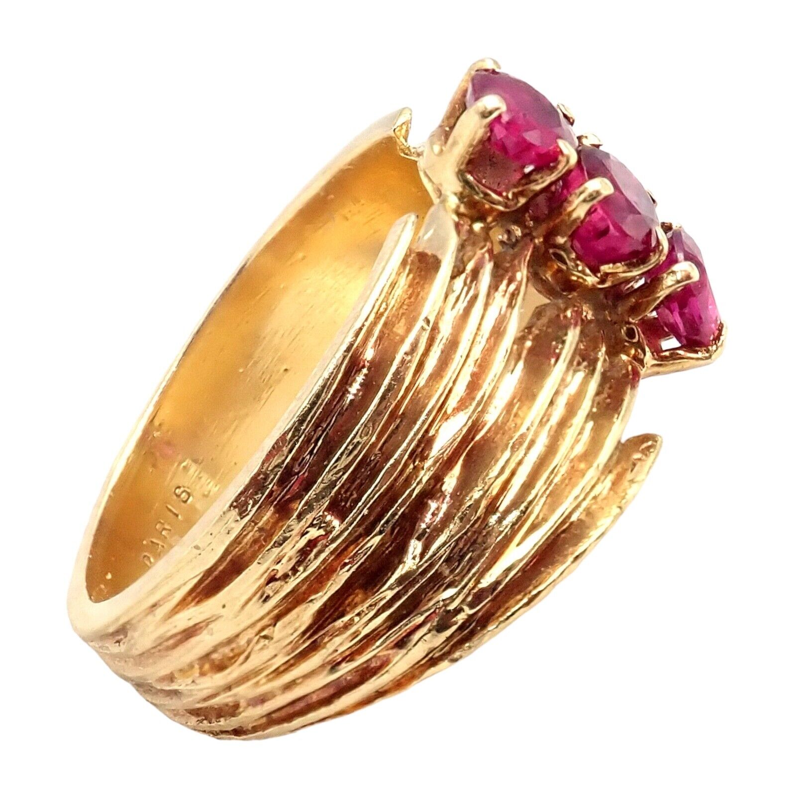 Authentic Vintage Cartier 18k Yellow Gold Ruby Ring for Women - Luxury Jewelry Gift for Anniversary, Engagement & Special Occasions