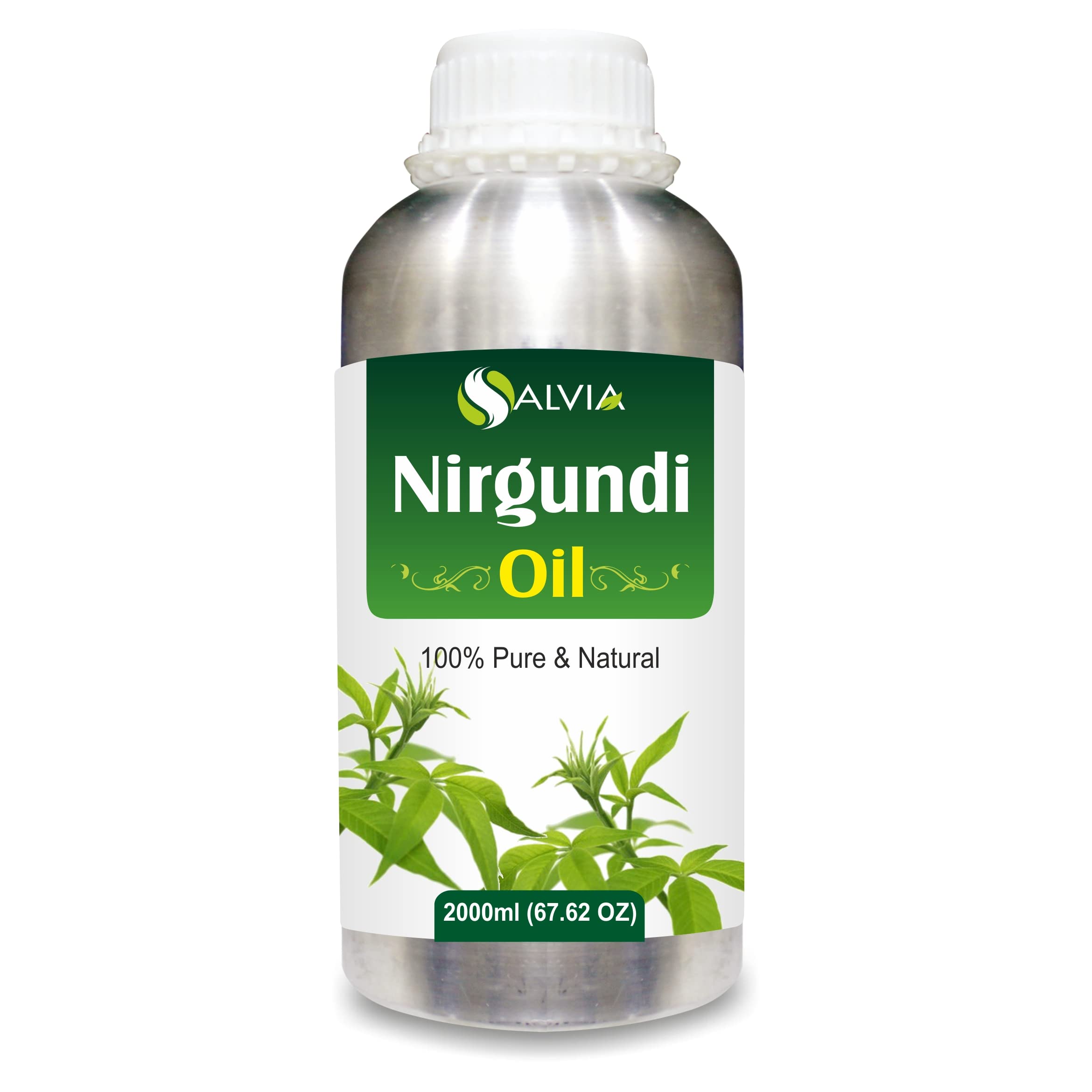 100% Pure & Natural Salvia Nirgundi Oil (Vitex negundo) - Undiluted, Unrefined, Organic Essential Oil for Aromatherapy, Massage & Skin Care - Therapeutic Grade - 2000ml/67.6fl oz Bulk Size - Perfect for Relaxation, Pain Relief & Holistic Wellness