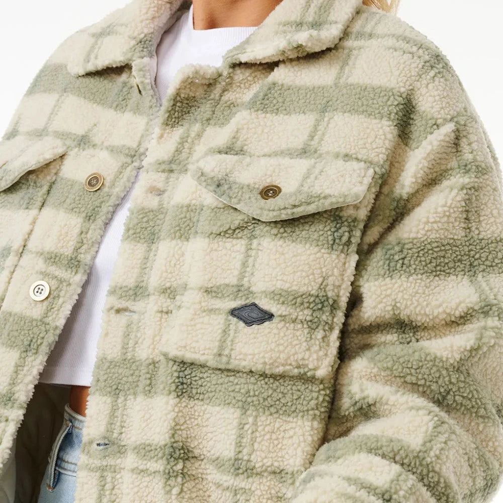 Rip Curl Women's Sunrise Session Sherpa Jacket - Cozy Fleece Winter Coat for Outdoor Activities & Casual Wear - Perfect for Hiking, Camping & Everyday Fashion