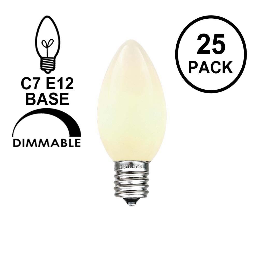 500 Pack C7 White Ceramic Christmas Replacement Bulbs - 5 Watt E12 Candelabra Base for Outdoor Holiday Decorations - Perfect for Christmas Trees, Wreaths, and Indoor/Outdoor Lighting Displays
