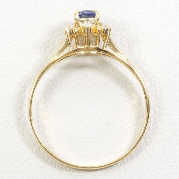 18K Yellow Gold Sapphire Diamond Ring for Women - Elegant Engagement, Wedding, Anniversary Gift - Perfect for Special Occasions & Everyday Luxury