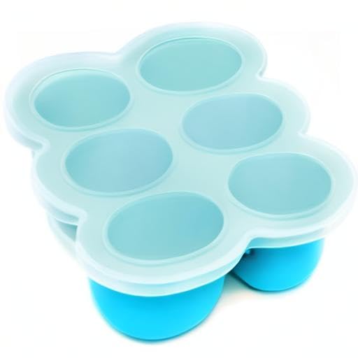 WeeSprout Silicone Freezer Tray with Clip-On Lid - 6 Section 3oz Baby Food Storage Container for Homemade Purees, Vegetables, Fruits & Breast Milk - BPA-Free, Dishwasher Safe (Bright Blue) - Perfect for Meal Prep, Infant Feeding & Breast Milk Organization