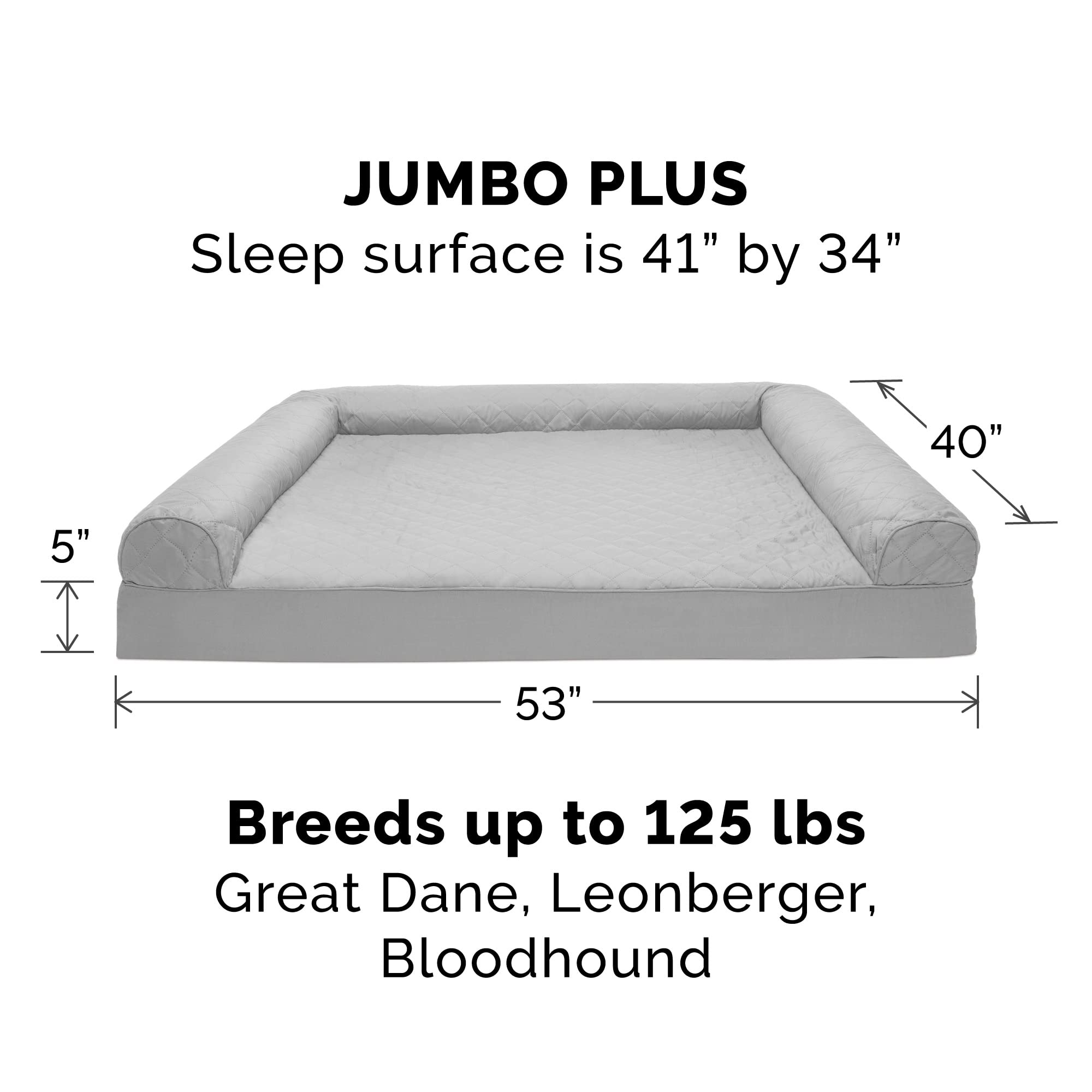 Furhaven Cooling Gel Dog Bed for Large Dogs - XXL Orthopedic Pet Sofa with Removable Bolsters & Washable Cover - Supports Up to 125 lbs - Silver Gray - Perfect for Hot Weather & Joint Pain Relief - Ideal for Living Room, Bedroom or Kennel Use
