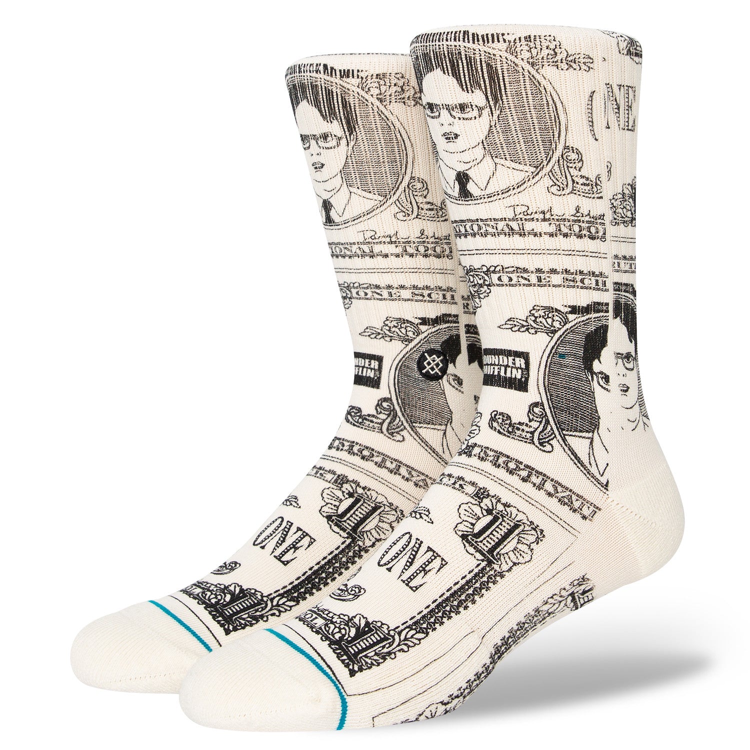 Stance The Office Schrute Bucks Crew Socks - Officially Licensed TV Show Merchandise - Funny Novelty Socks for Men & Women - Perfect for Office Gifts, TV Fans & Dwight Schrute Lovers
