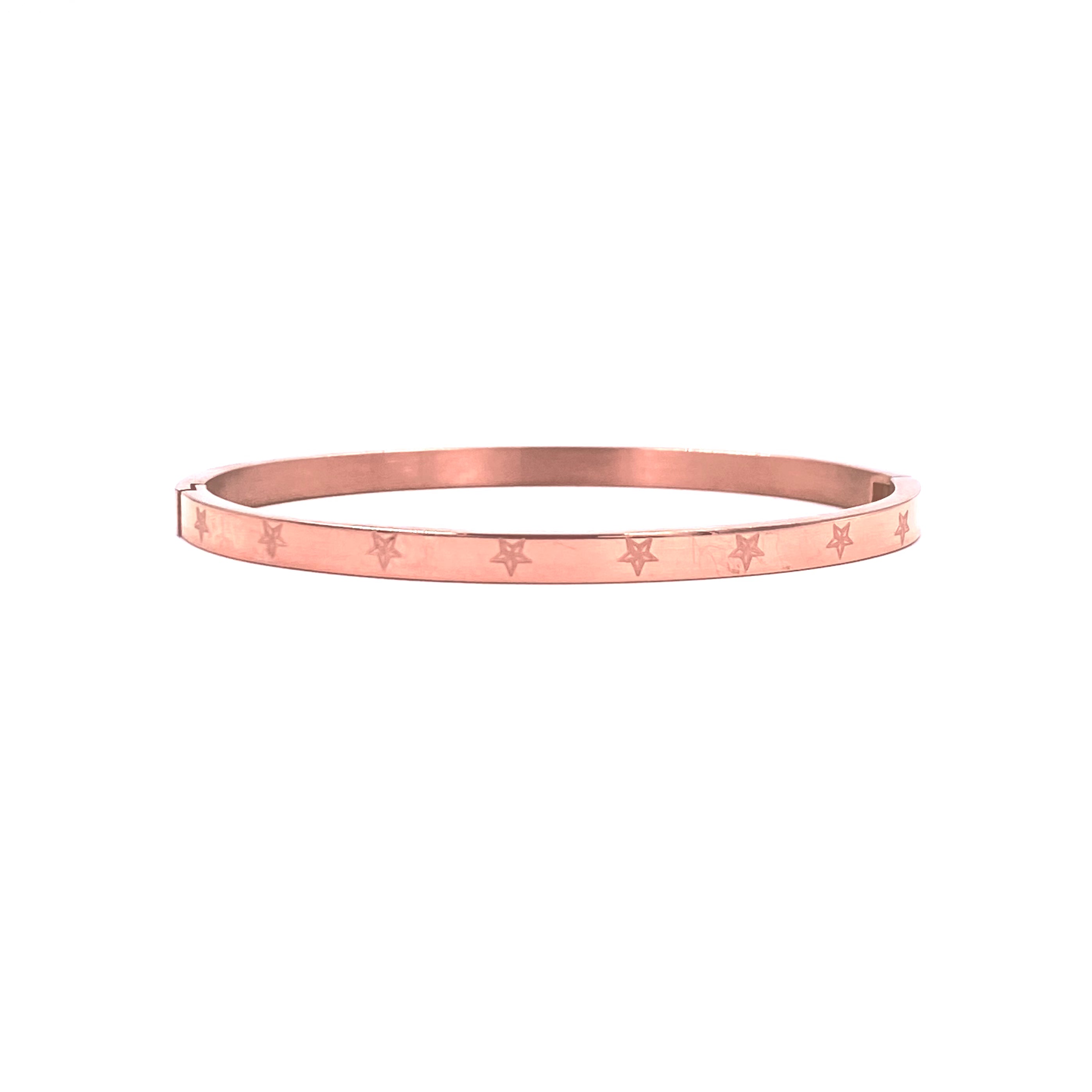 Ashley Gold Stainless Steel Rose Gold Plated Star Design Bangle Bracelet for Women - Elegant Fashion Jewelry Gift for Birthday, Anniversary & Special Occasions