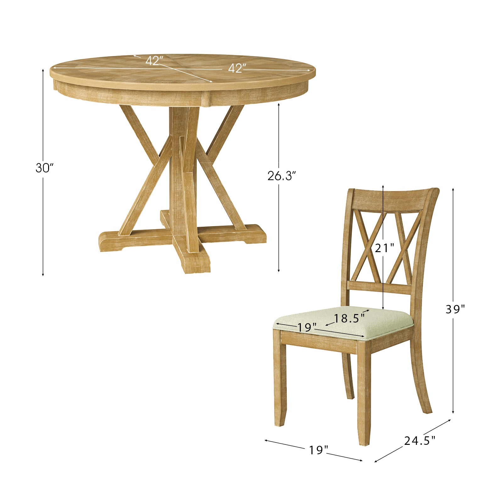 Kevin 5-Piece Dining Room Table Set with Chairs - Modern Kitchen & Dining Furniture for Family Meals & Entertaining