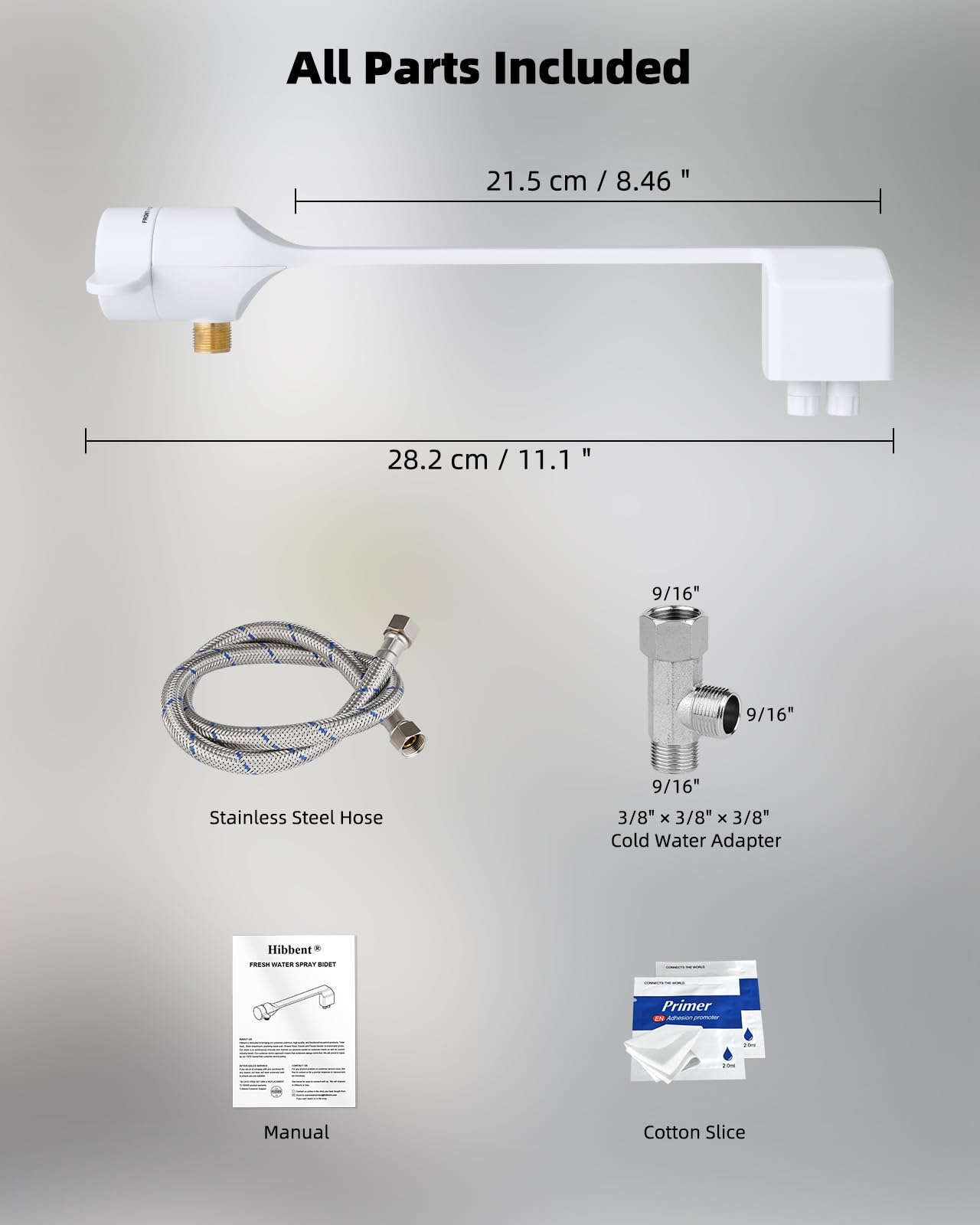 Hibbent 2 Pack Non-Electric Bidet Toilet Attachment - Dual Nozzle for Frontal & Rear Wash, Adjustable Water Pressure Control, Fresh Water Bidet Seat (White) - Perfect for Bathroom Hygiene & Comfort