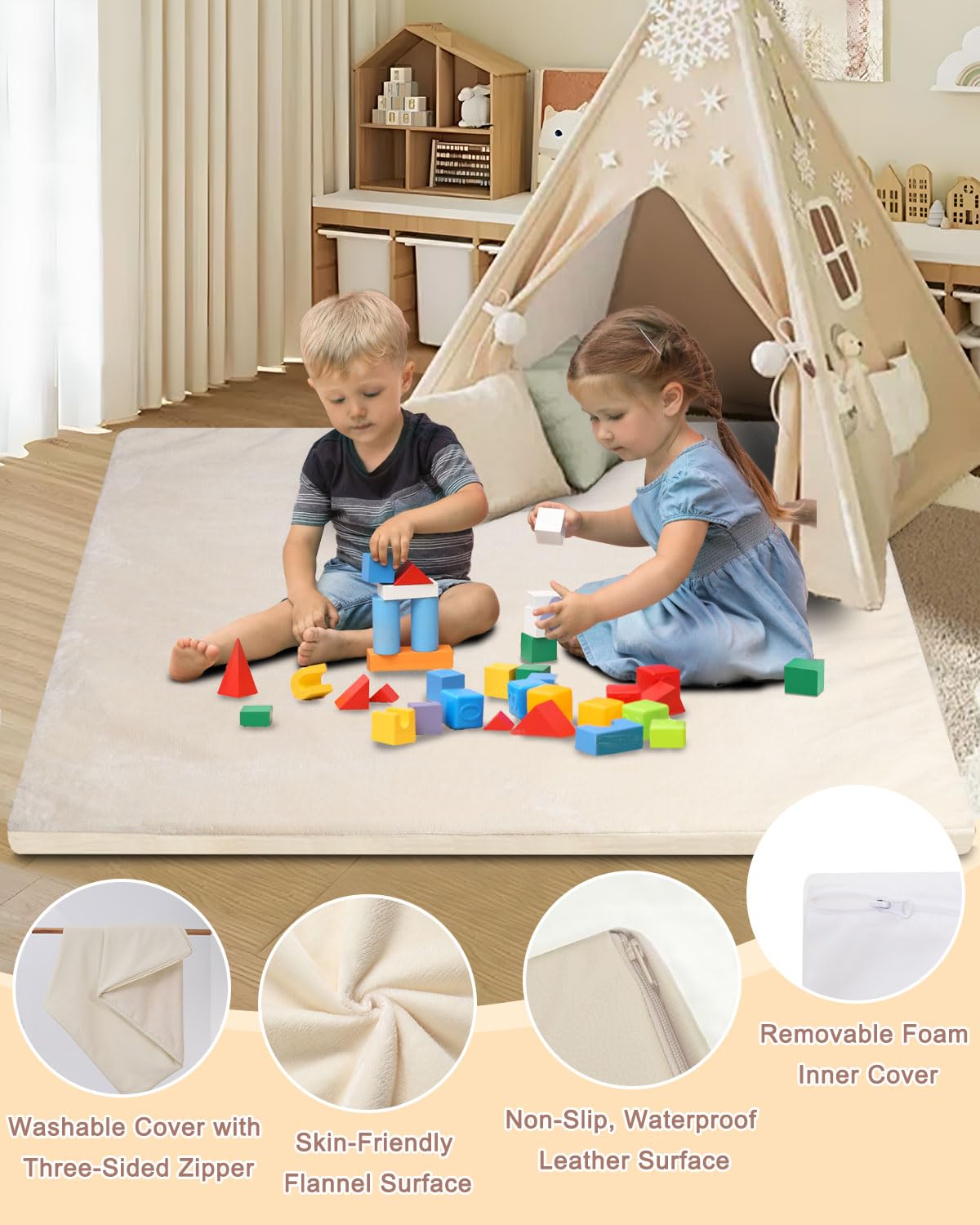 Soft Velvet Baby Play Mat for Floor - 1.3