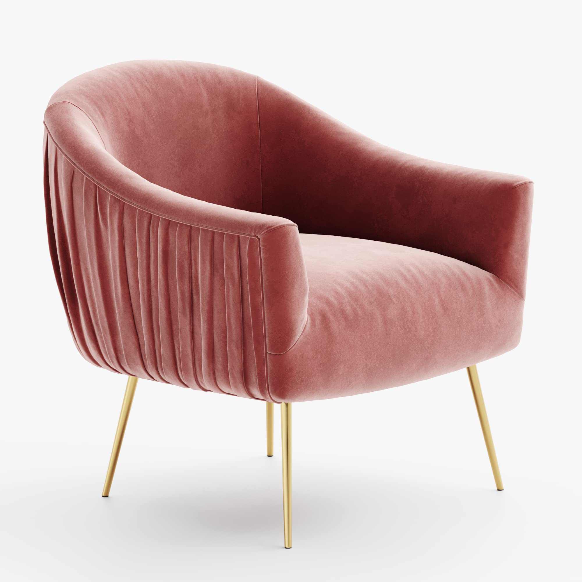 Omax Decor Julia Accent Armchair Chair - Modern Upholstered Armchair with Wooden Legs, Ash Rose Pink Velvet Fabric - Perfect for Living Room, Bedroom, or Office Decor